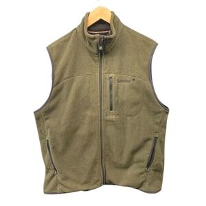 Timberland Fleece Vest Men's L Green Full Zip Outdoor Hiking Casual Pockets